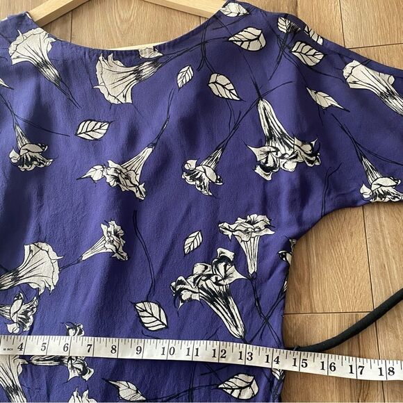 Aritzia T.Babaton Blue Floral Silk Crepe Business Casual Work Dress Size XS - Picture 6 of 6